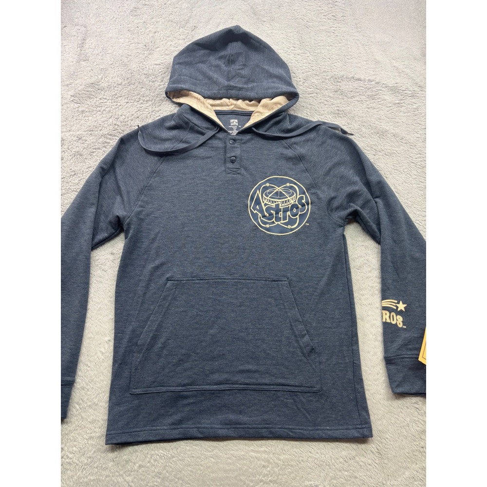 Houston Astros Cooperstown Collection Henley Hoodie Navy Blue Mens Small NWT